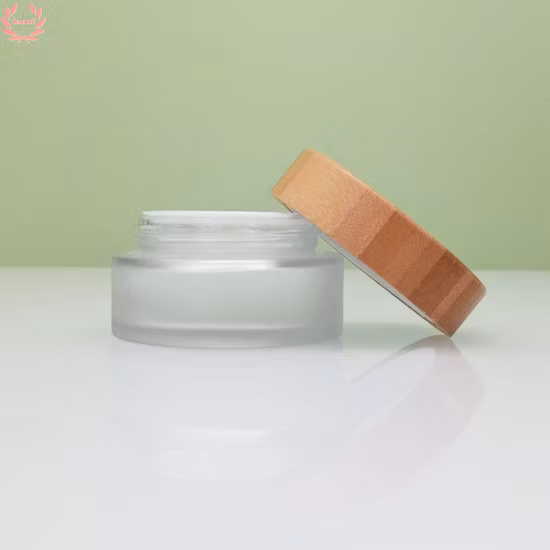 無料サンプル木製化粧品包装ガラスつや消しクリーム瓶容器竹蓋付き